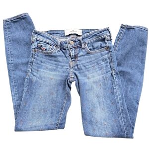 Hollister Jeans Embellished Blue with Natural Fading Whisker Detail Size 0
